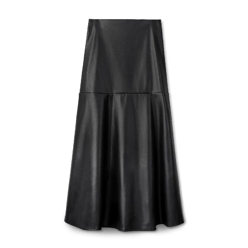 Fit and Flair Leather Skirt IN: Black silk skirt lustrous