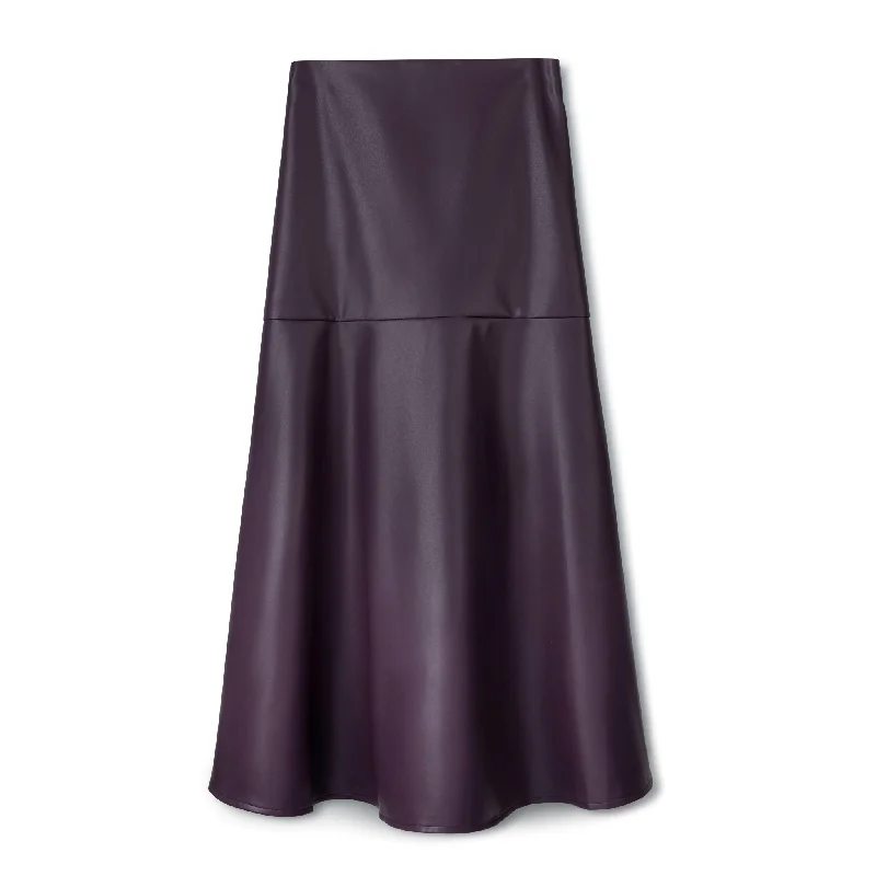 Fit and Flair Leather Skirt IN: Eggplant a-line skirt cut