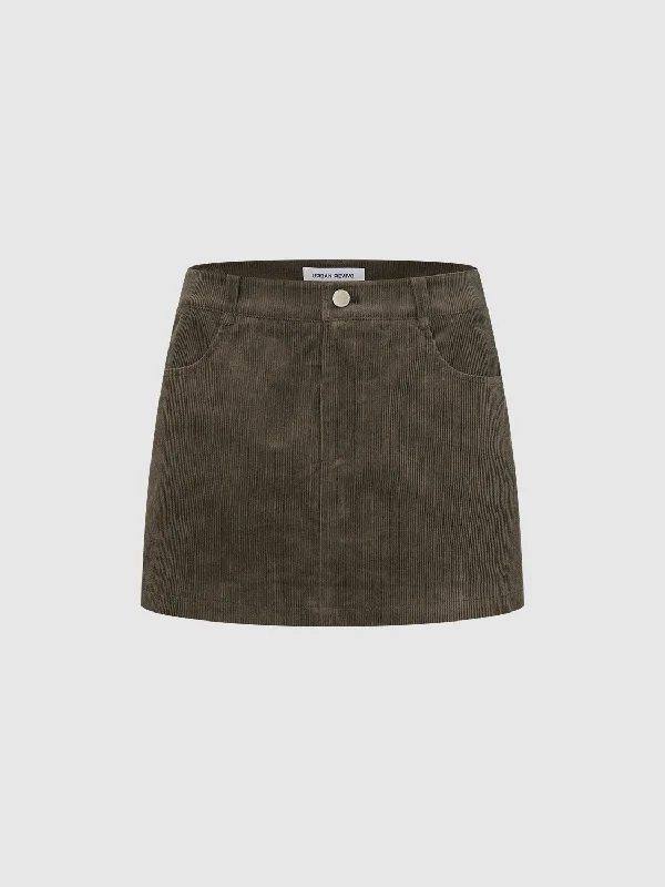 A-Line Mini Skirts corduroy skirt textured