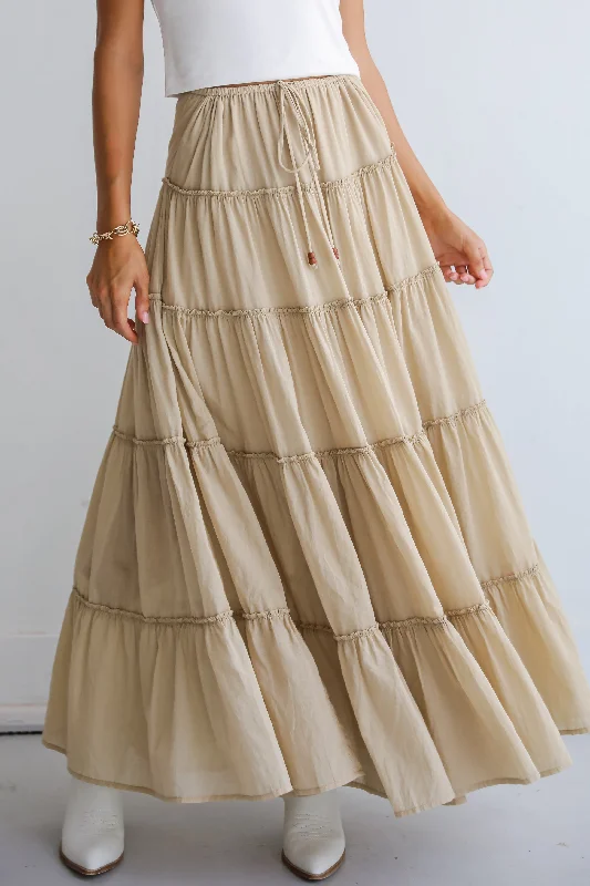 FINAL SALE - Adorable Lifestyle Tiered Maxi Skirt silk skirt sleek