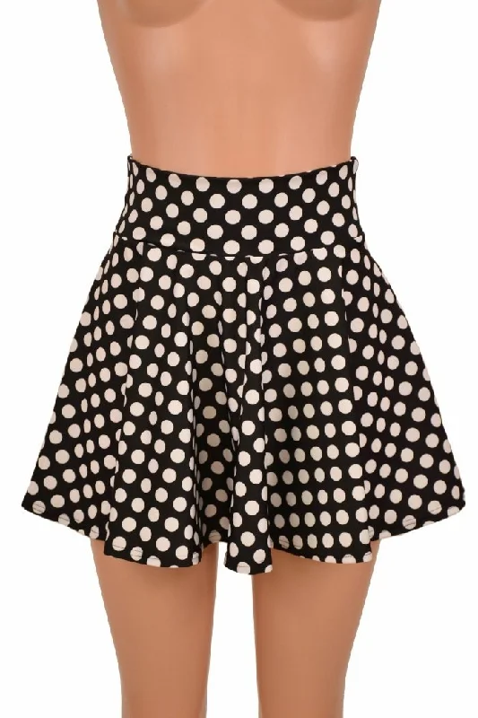 Black & White Polka Dot Skirt velvet skirt plush