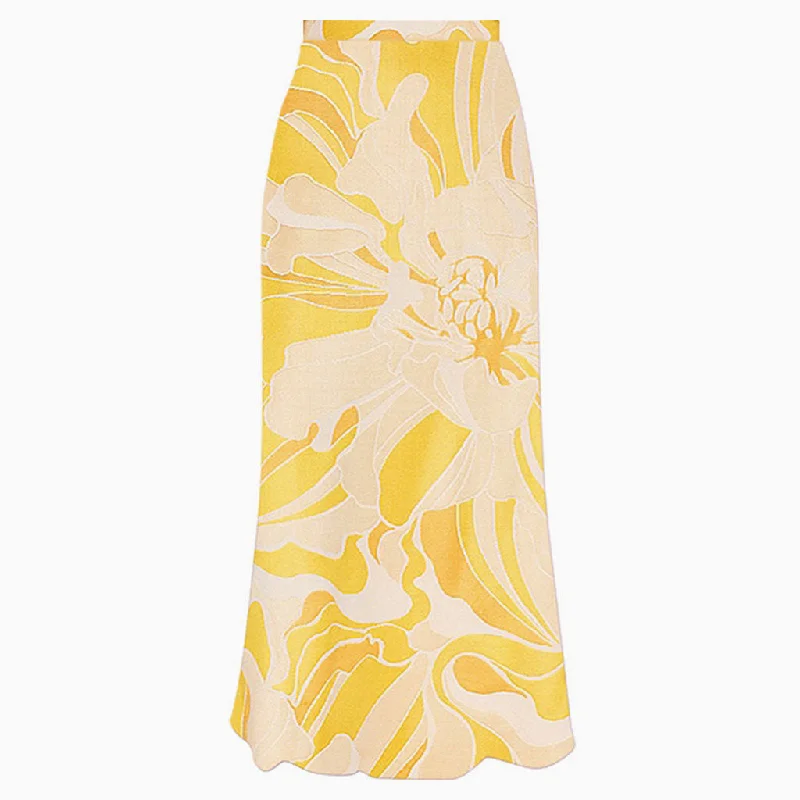 Bright Floral Printed High Waist Chiffon Summer Beach Maxi Cover Up Skirt velvet skirt rich