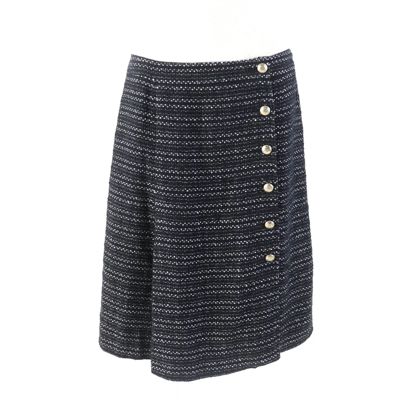 Chanel Tweed Wrap Skirt Black White 38 summer skirt style