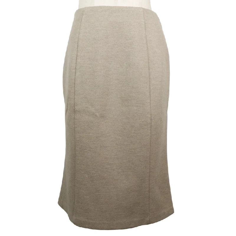 Chloe Wool Polyester Skirt Beige flowy skirt hem