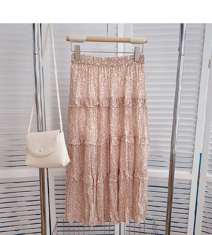 Design feeling gentle and slim high waist A-shaped skirt  5813 low waist skirt
