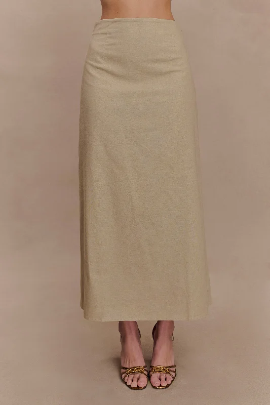 Dora Linen Midi Skirt - Natural velvet skirt luxury