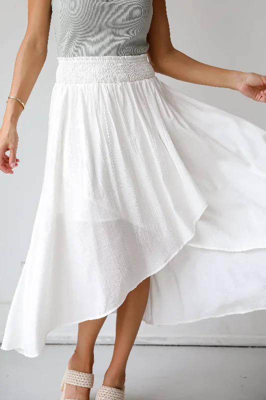 FINAL SALE - Dreamy Crush White Satin Midi Skirt lace skirt romantic