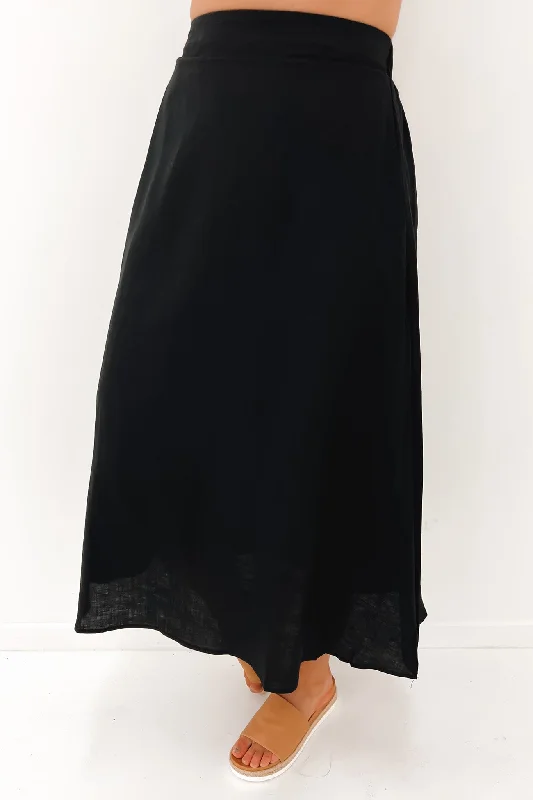 Elijah Maxi Skirt Black denim skirt stylish