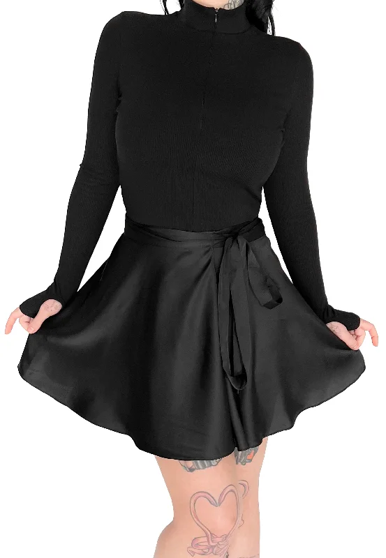 Foxblood - Ballet Wrap Black - Skirt linen skirt airy