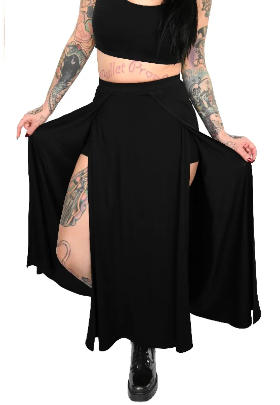 Foxblood - Darla Maxi with Built In Shorts - Skirt velvet skirt luxurious
