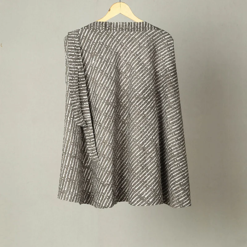 Grey - Hand Batik Print Cotton Wrap Around Skirt 20 silk skirt lustrous