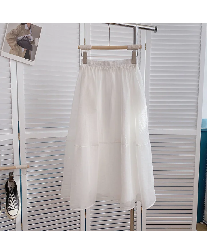 Korean version of slim and long A-line skirt with vertical feeling  5810 breathable skirt fabric