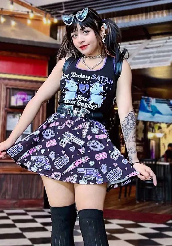 Pastel Goth Guns And Knives | SKATER SKIRT* chiffon skirt floaty