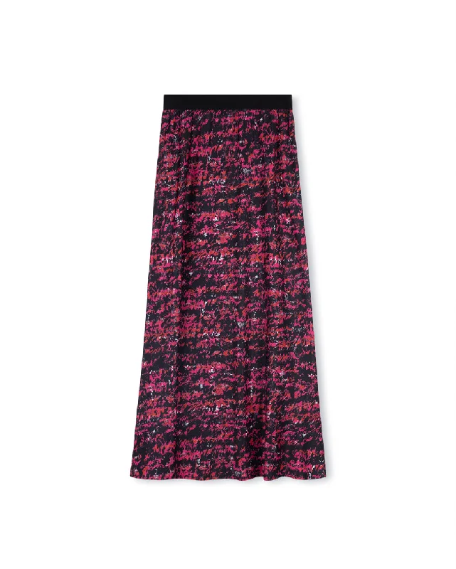 Printed Elastic Waist Slip Skirt velvet skirt plush