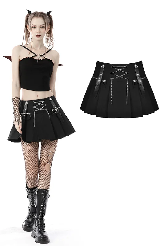 Punk rock chain pleated mini skirt KW222 mini skirt trendy