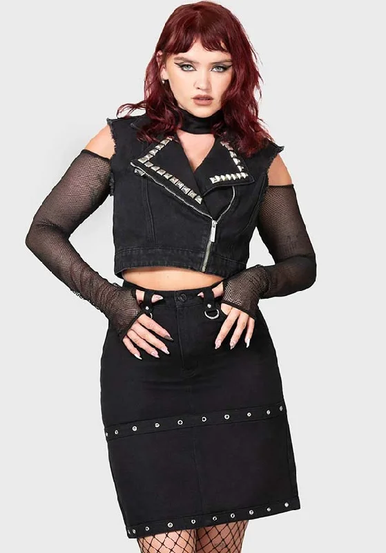 Punktured | SKIRT* button skirt front