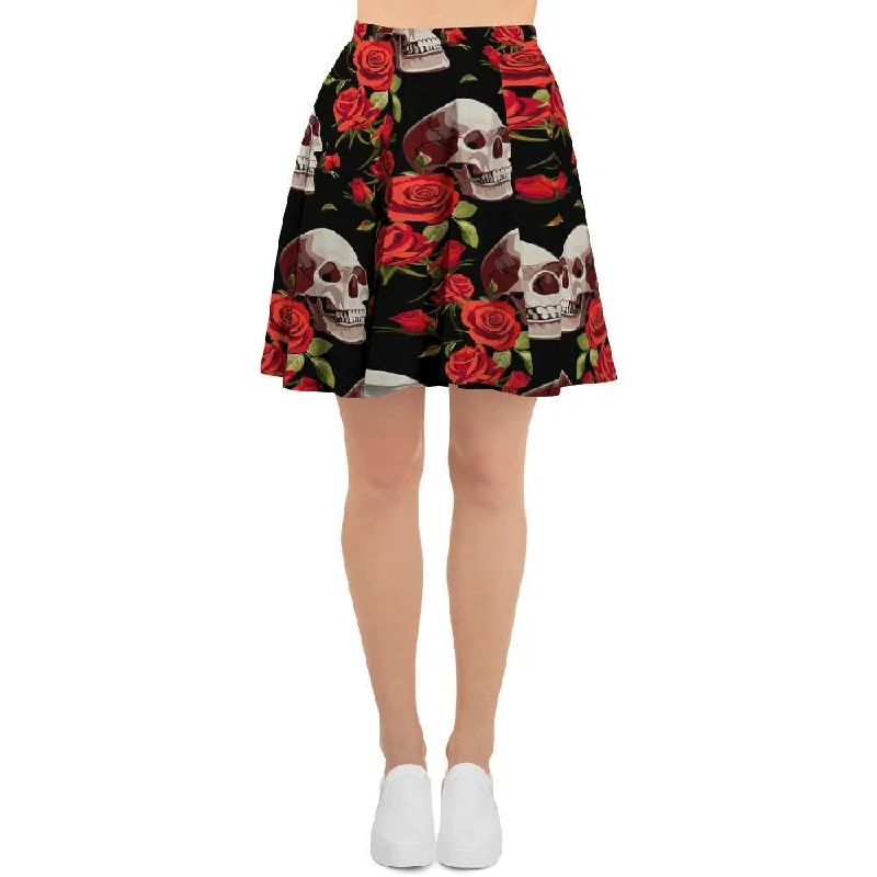 Red Rose Skull Women's Skirt breathable skirt fabric