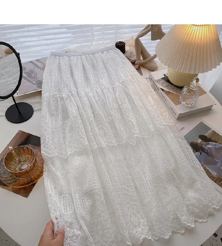 The new Korean version is gentle and thin A-line skirt  5811 patchwork skirt art