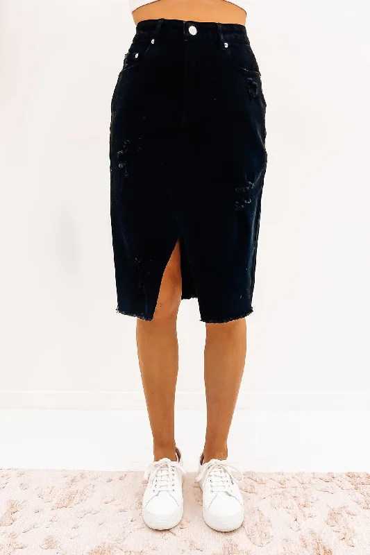 Vanessa Denim Skirt Black chiffon skirt delicate