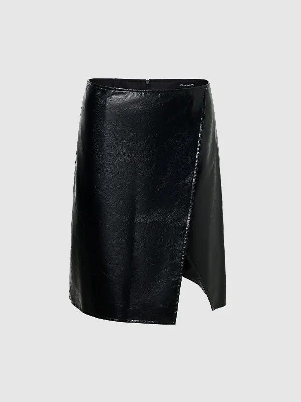 Vegan Leather Straight Skirts silk skirt elegant