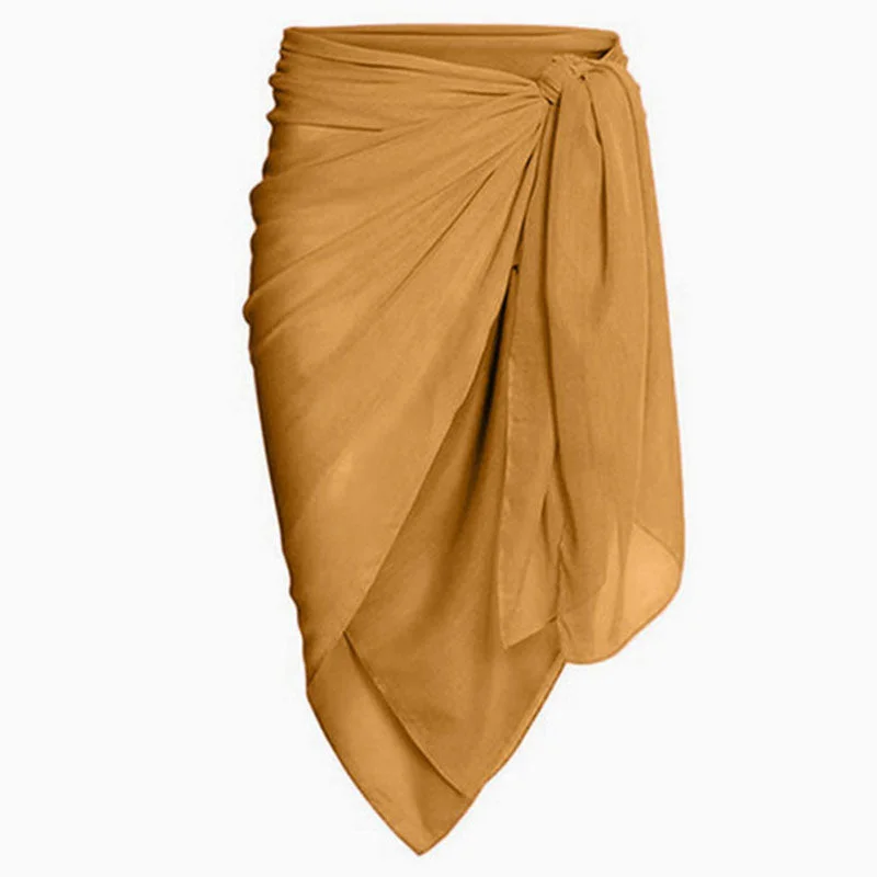 Versatile High Waist Chiffon Bow Tie Wrap Reversible Sarong Cover Up cashmere skirt fine