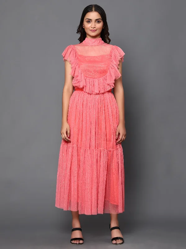 Women's Pink Shimmer Skirt Top - Khumaar- Shuchi Bhutani seamless skirt comfort