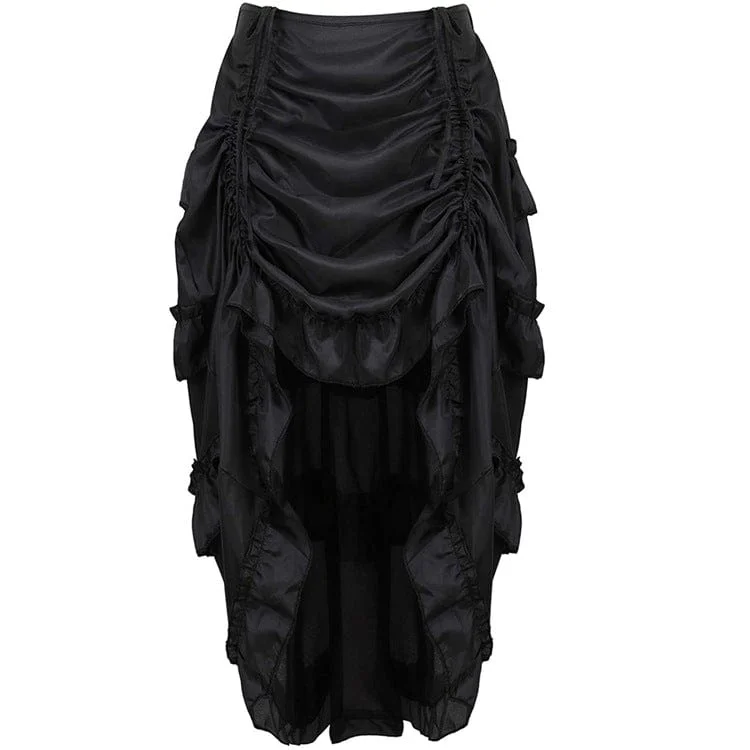 Women's Steampunk Drawstring Falbala Skirt cashmere skirt fine